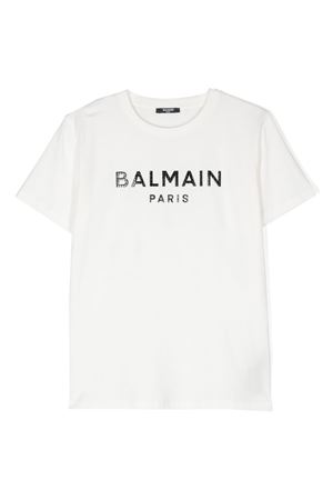 tshirt in cotone bianco BALMAIN PARIS KIDS | BV8P01Z0057102NE